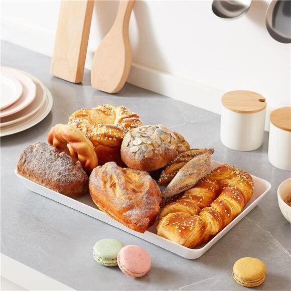 Reusable Serving Trays Set of 3 White Plastic Party Buffet Food Snack Platters - Picture 6 of 8